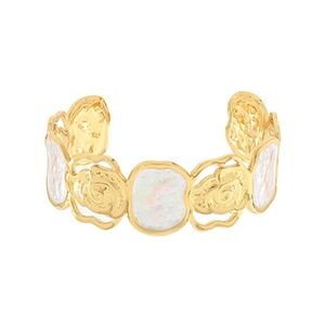 Linked Flower & Geometric Cuff Bracelet